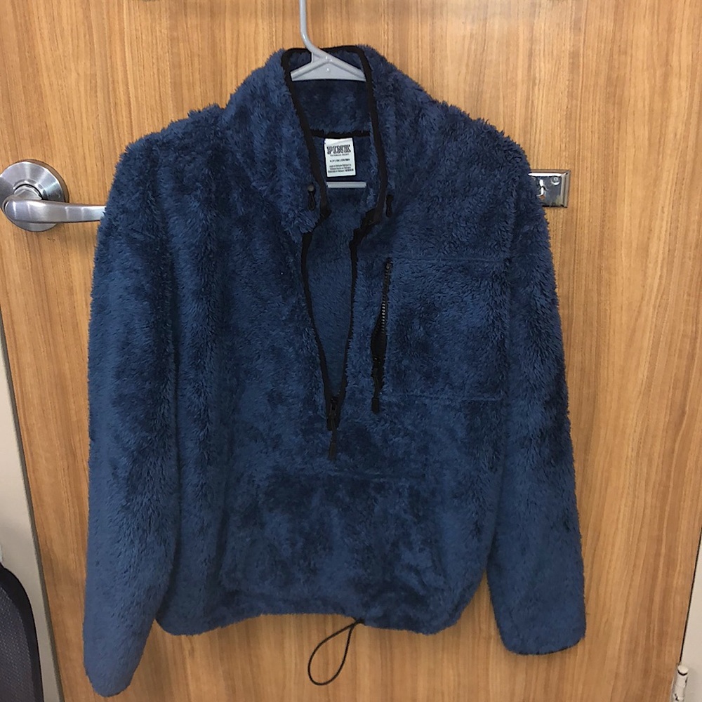 PINK by Victoria secret fluffy dark blue sweater Sherpa